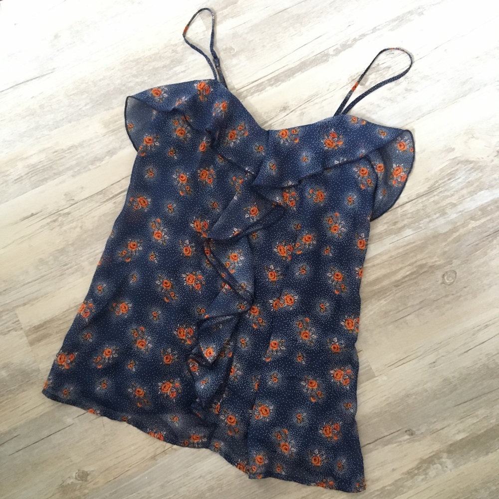 Pointillism Floral Ruffle Cami - Picture 2 of 5